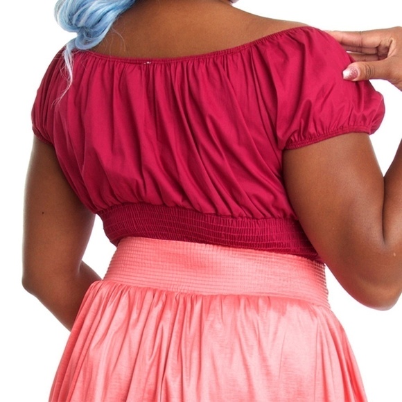 Coral Pink Full Skirt with Pockets Size 1X Elastic Waist 32-36" - Hey Viv - Picture 3 of 4